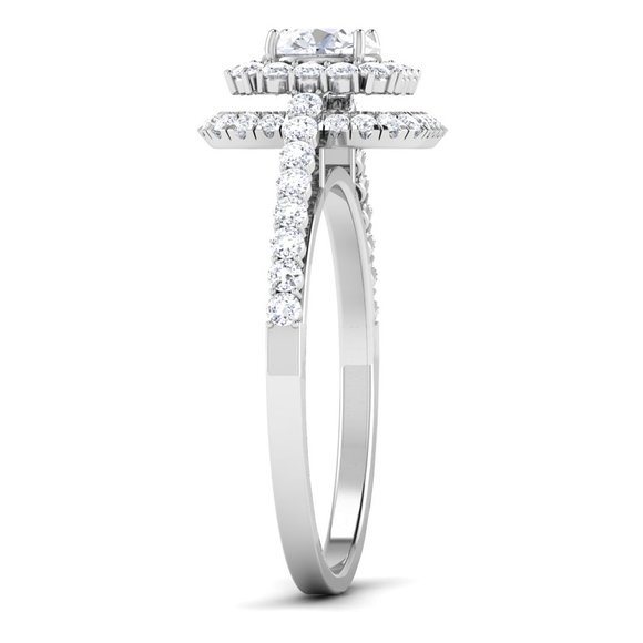 1.50 CTW IGI E-VS1 Round Solitaire Double Halo Diamond Engagement Ring 14K Gold - Picture 4 of 5